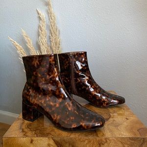 Tortoise Patent Leather Ankle Boots